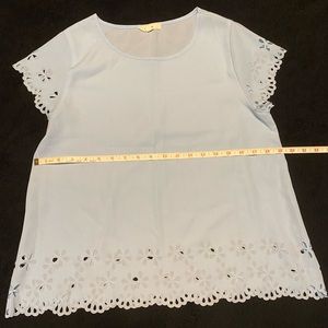 Light blue blouse with lace detailing